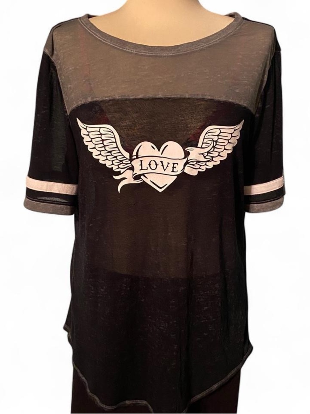 Women's Black 'Love' Wing Graphic Tee